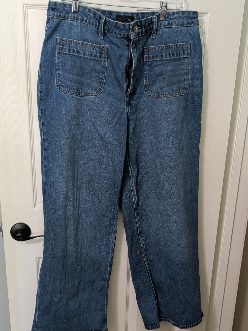Wide Leg Denim Jeans - Blue